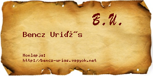 Bencz Uriás névjegykártya